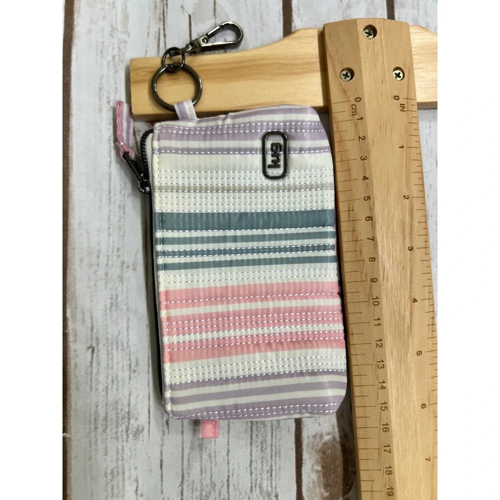 Lug NWOT Metro XL ID Pouch Multi Striped Pastel Pink Purple Teal Small Wallet OS